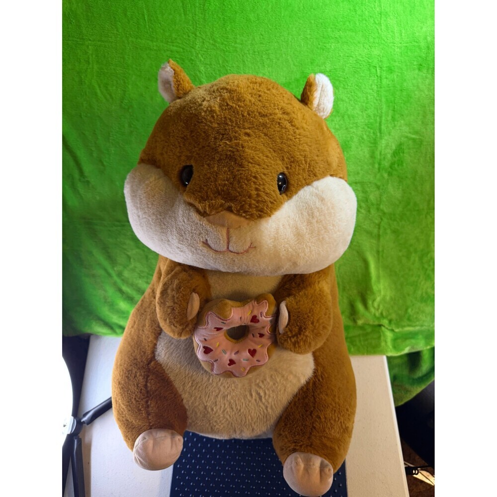 Large Plush Hamster with Donut Accessory Stuffed Animal Toy